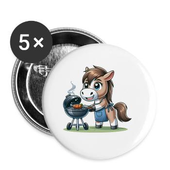 Cute BBQ Horse - Buttons large 2.2''/56 mm (5-pack) - white - Front