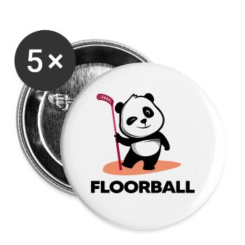 Floorball « Floorballtime » Joueur de floorball Bandy - Lot de 5 grands badges (56 mm) - blanc - Devant