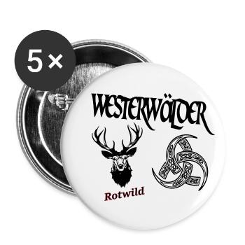 Westerwälder Rotwild - Buttons groß 56 mm (5er Pack) - Weiß - Vorne