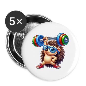 Hedgehog Barbell Fitness Training - Buttons large 2.2''/56 mm (5-pack) - white - Front