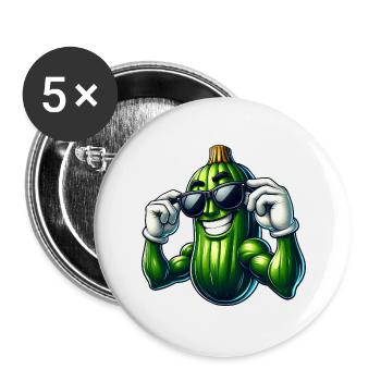 Cool Cucumber Pickle Vegetables Cartoon - Buttons large 2.2''/56 mm (5-pack) - white - Front