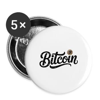 Logo Bitcoin - Autocollant de codage crypto - Lot de 5 grands badges (56 mm) - blanc - Devant