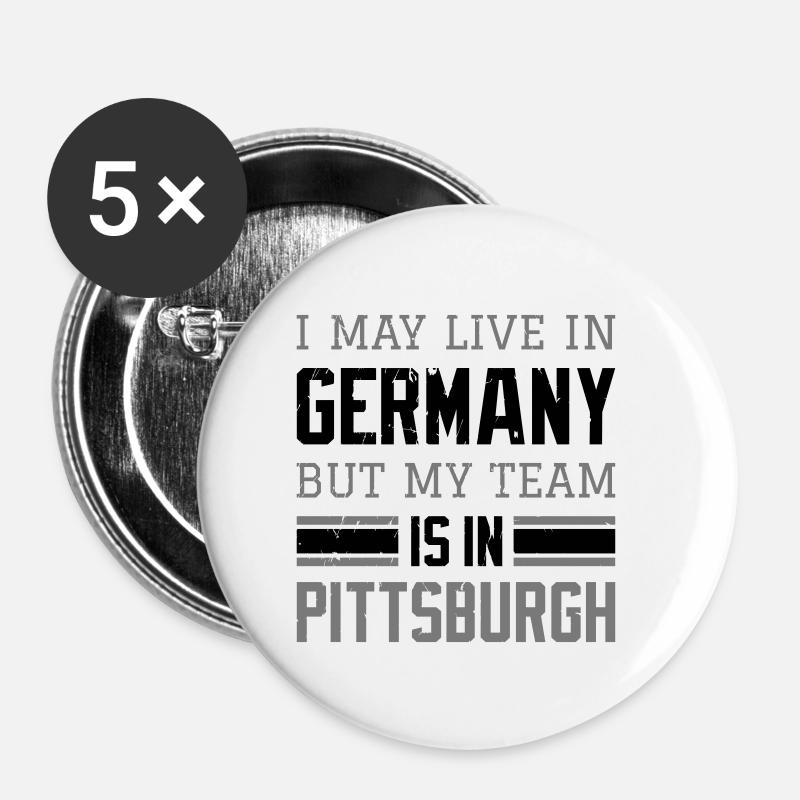 Pittsburgh - Buttons groß 56 mm (5er Pack) - Weiß