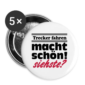 Traktor , Trecker , Trecker fahren (25) - Buttons groß 56 mm (5er Pack) - Weiß - Vorne