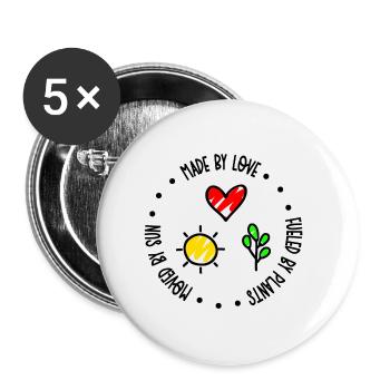 Love sun plants vegan eco sustainability green - Buttons large 2.2''/56 mm (5-pack) - white - Front