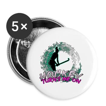 hockey girl field hockey turns hockey player ladies - Buttons large 2.2''/56 mm (5-pack) - white - Front