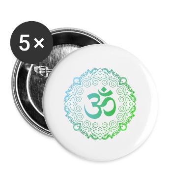 Yoga, Om-Mandala - Buttons groß 56 mm (5er Pack) - Weiß - Vorne
