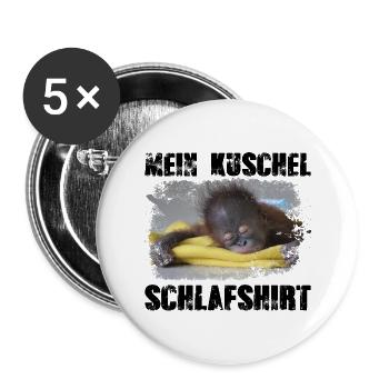 Mein kuschel Schlafshirt Affee baby Orang-Utan - Buttons groß 56 mm (5er Pack) - Weiß - Vorne