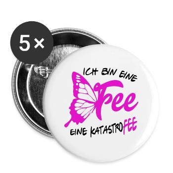 Katastrofee Fee Märchen Mädchen Elfe - Buttons groß 56 mm (5er Pack) - Weiß - Vorne