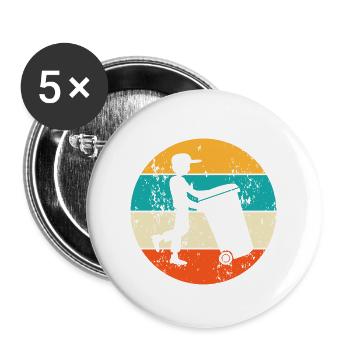 Müllmann Mülltonne Müllabfuhr Müllentsorgung - Buttons groß 56 mm (5er Pack) - Weiß - Vorne