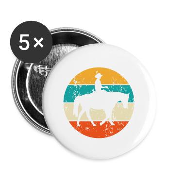 Cowboy Westernreiter Westernreiten Reitsport - Buttons groß 56 mm (5er Pack) - Weiß - Vorne