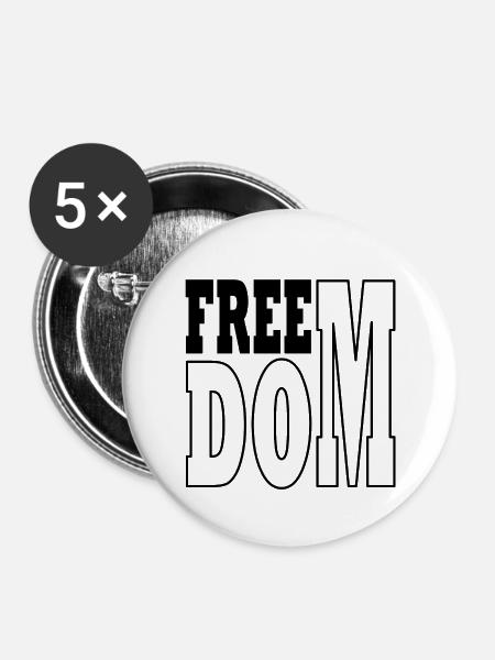 Freedom black - Buttons groß 56 mm (5er Pack) - Weiß