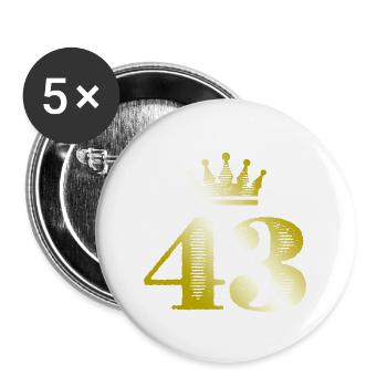 43 Numéro Couronne Or - Lot de 5 grands badges (56 mm) - blanc - Devant