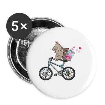 Radfahren Radfahrer Paar Katzen Beziehung - Buttons groß 56 mm (5er Pack) - Weiß - Vorne