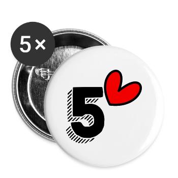 5 YEARS. 5th ANNIVERSARY. BIRTHDAY 5 YEARS. 5 - Buttons large 2.2''/56 mm (5-pack) - white - Front