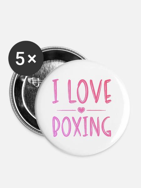 Ich liebe Boxen - Buttons groß 56 mm (5er Pack) - Weiß
