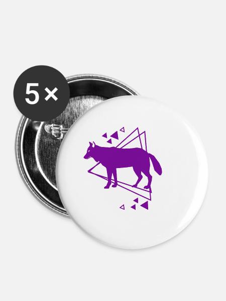 Wolf - Tierfreund - Naturschutz - Buttons groß 56 mm (5er Pack) - Weiß