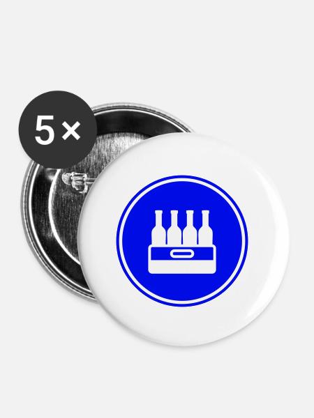 Bierflasche Kiste - Buttons groß 56 mm (5er Pack) - Weiß