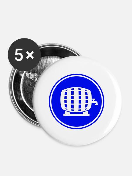 Bierfass - Buttons groß 56 mm (5er Pack) - Weiß