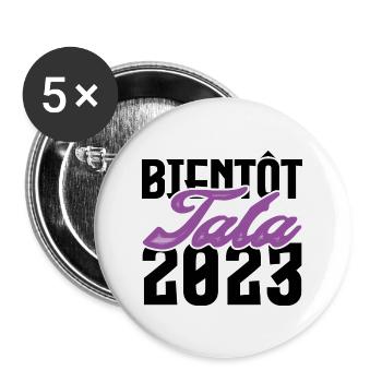 Cadeau Annonce grossesse bientôt Tata 2023. Tante. - Lot de 5 grands badges (56 mm) - blanc - Devant