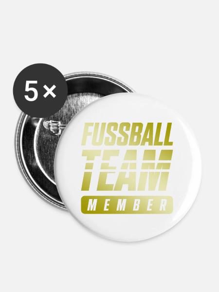 Fussball Team - Buttons groß 56 mm (5er Pack) - Weiß