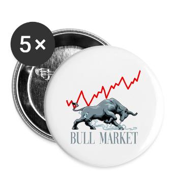 Bullen Markt Aktien Investieren Reichtum - Buttons groß 56 mm (5er Pack) - Weiß - Vorne