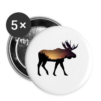 Moose with a orange sunset - Buttons large 2.2''/56 mm (5-pack) - white - Front