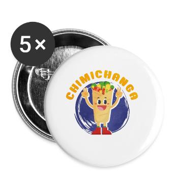 Chimichangas Chimichanga Burrito Mexikanisches Ess - Buttons groß 56 mm (5er Pack) - Weiß - Vorne