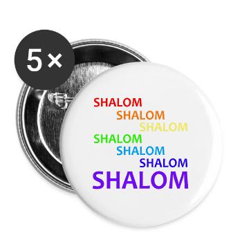 SHALOM PAIX - 7 COULEURS - Marche - Lot de 5 grands badges (56 mm) - blanc - Devant