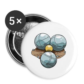 Petanque Boccia Boule Kugelspiel - Buttons groß 56 mm (5er Pack) - Weiß - Vorne