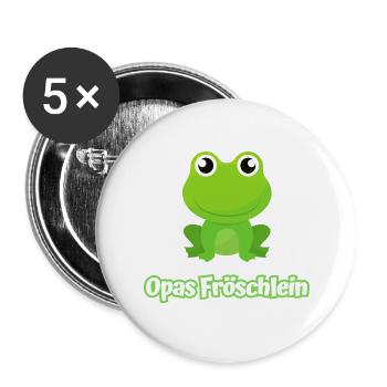 Opas Fröschlein kleiner Frosch Enkel - Buttons groß 56 mm (5er Pack) - Weiß - Vorne
