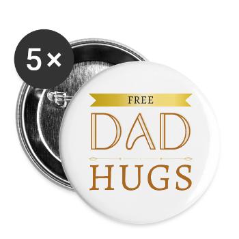 Free Dad Hugs - Buttons large 2.2''/56 mm (5-pack) - white - Front
