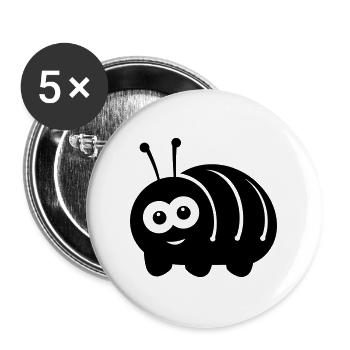 Raupe - Buttons groß 56 mm (5er Pack) - Weiß - Vorne