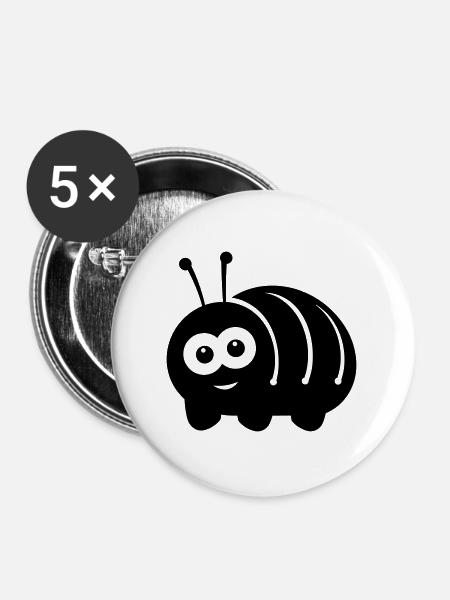 Raupe - Buttons groß 56 mm (5er Pack) - Weiß