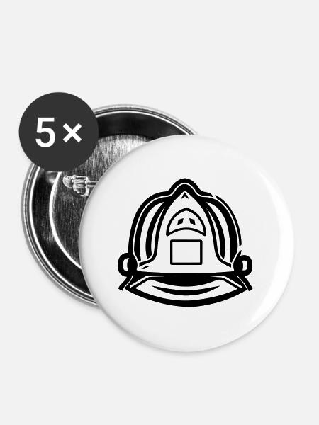 Feuerwehrhelm - Buttons groß 56 mm (5er Pack) - Weiß