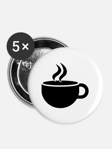 Kaffee - Buttons groß 56 mm (5er Pack) - Weiß