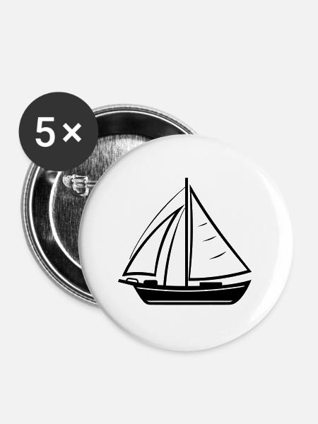 Segelboot - Buttons groß 56 mm (5er Pack) - Weiß