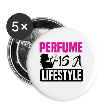 Parfüm Fragrance Perfüm Perfume Parfum Duft - Lot de 5 grands badges (56 mm) - blanc - Devant