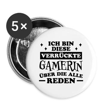 Gamerin Spruch Videospiel Sprüche Gamerin Geschenk - Buttons groß 56 mm (5er Pack) - Weiß - Vorne