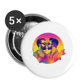 Fierté Amour Hommes - Lot de 5 grands badges (56 mm) - blanc - Devant