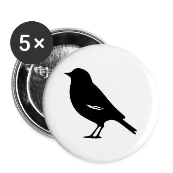 Vogel - Buttons groß 56 mm (5er Pack) - Weiß - Vorne