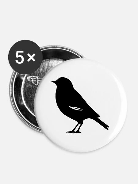 Vogel - Buttons groß 56 mm (5er Pack) - Weiß