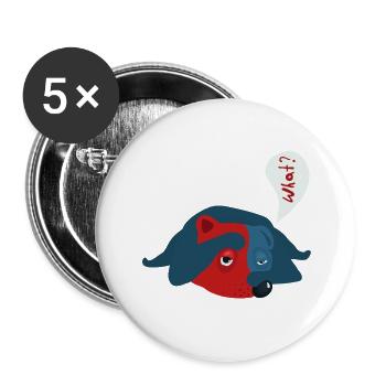 Hund - Buttons groß 56 mm (5er Pack) - Weiß - Vorne