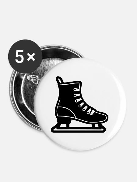 Eislaufen - Buttons groß 56 mm (5er Pack) - Weiß