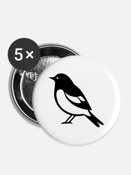 Vögelchen - Buttons groß 56 mm (5er Pack) - Weiß