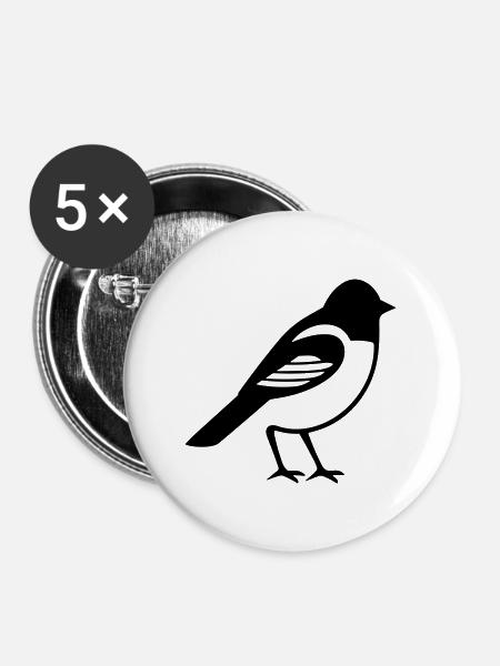 Vögelchen - Buttons groß 56 mm (5er Pack) - Weiß