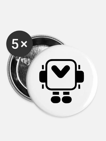 Kleiner Roboter - Buttons groß 56 mm (5er Pack) - Weiß