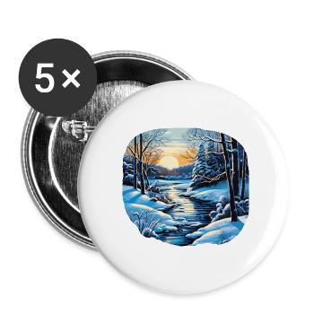 Hiver - Lot de 5 grands badges (56 mm) - blanc - Devant