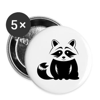 Raccoon - Buttons large 2.2''/56 mm (5-pack) - white - Front