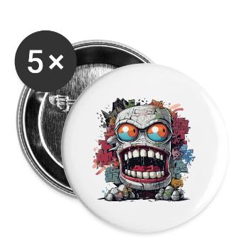 Graffiti Monster in Urban Street Art Design - Buttons large 2.2''/56 mm (5-pack) - white - Front